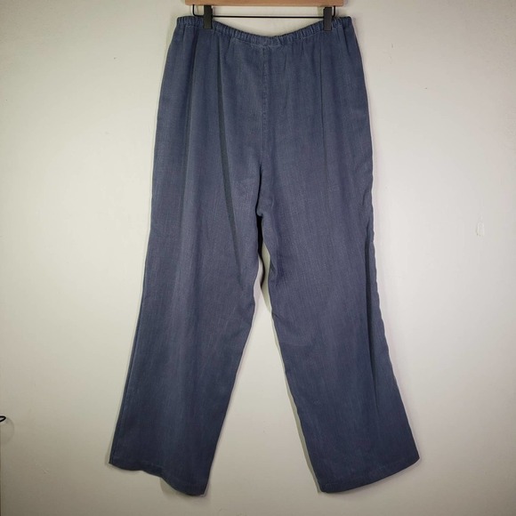 Soft Surroundings Tencel Wide Leg Pants M Blue Drawstring Waist - Picture 5 of 7